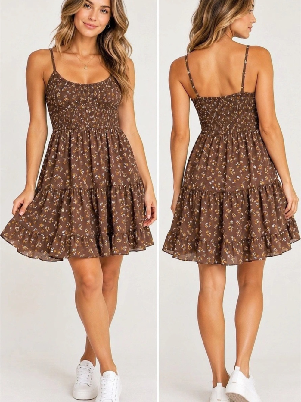ROPOSTALE Floral Mini Dress in Brown Size Medium Like New